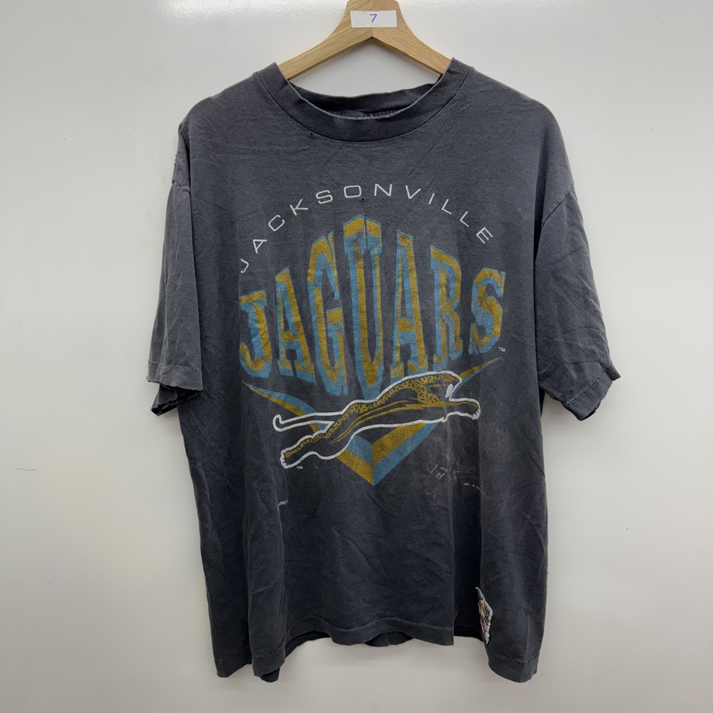 Vintage Jacksonville Jaguars Shirt Mens Large Black Faded Distressed Banned Logo
