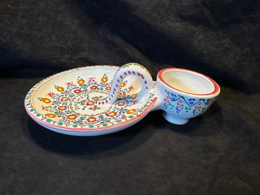 Hand Painted Colored Dot Olive Tray Aceitunas - Signed