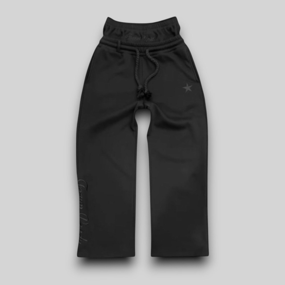 Men Black Sweatpants Wide Leg Joggers Drawstring Streetwear Lounge Pants