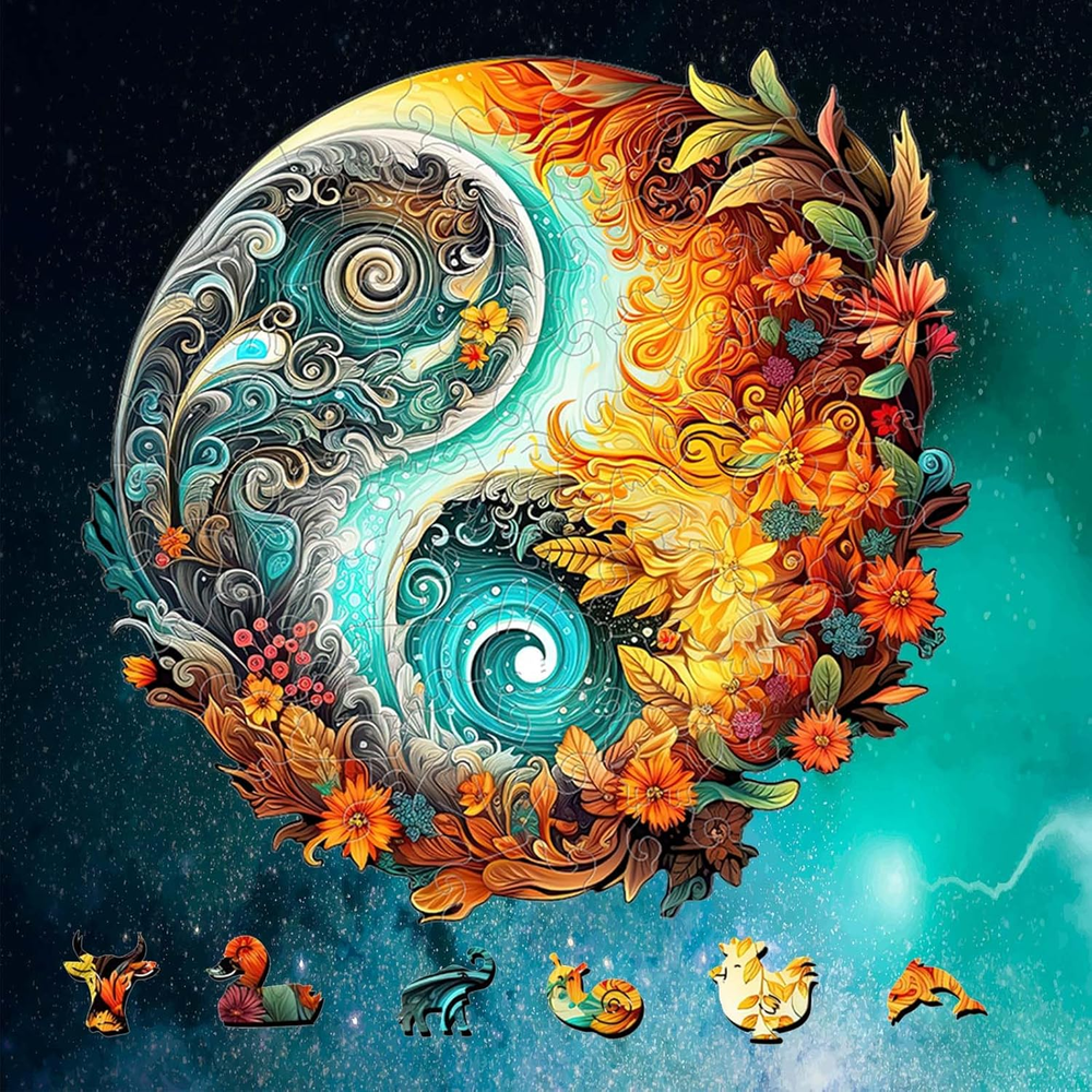 Wooden Jigsaw Puzzles for Adults, Yin Yang Style Wooden Jigsaw Puzzles Large Siz