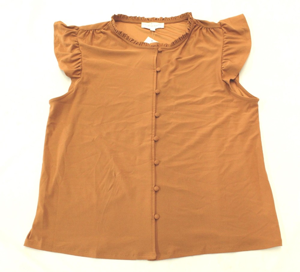 Brea Canyon Women's Rogel Flutter Sleeve Knit Top AH4 Copper Large