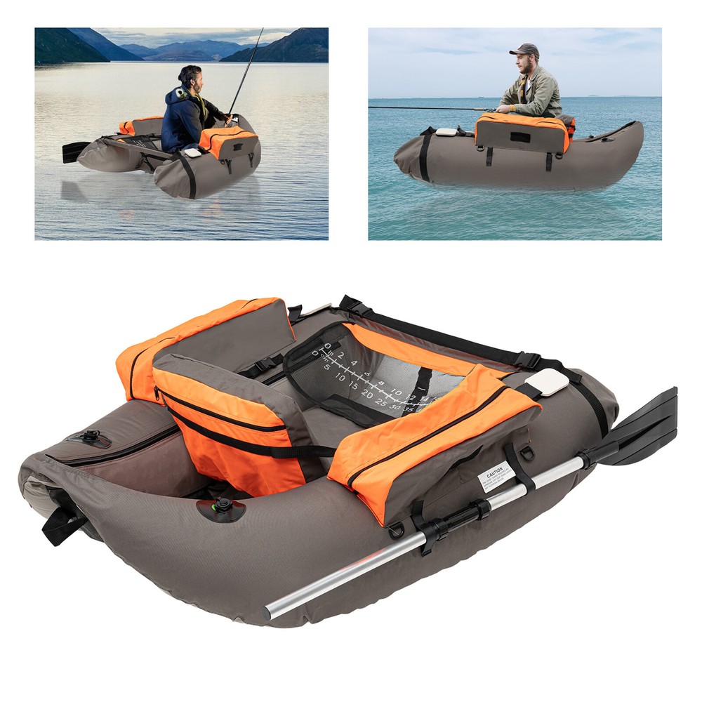 Portable Inflatable Fishing Boat with Storage Pocket Supports 286.6lbs