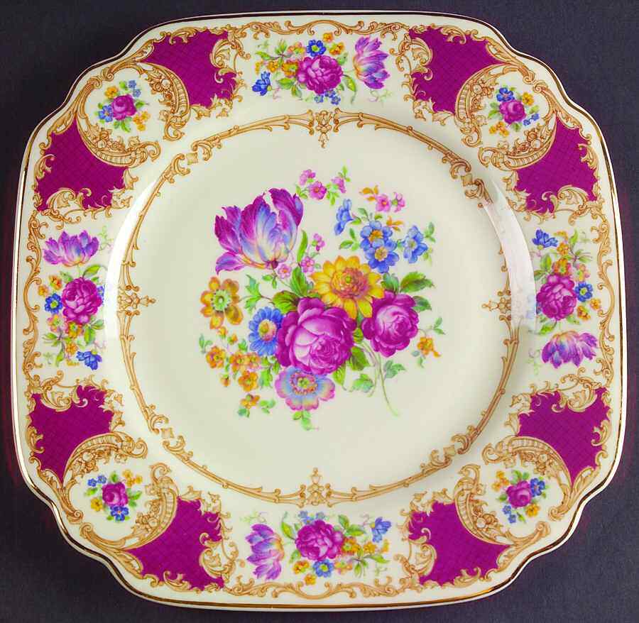 Syracuse Romance Maroon Square Salad Plate 1272215