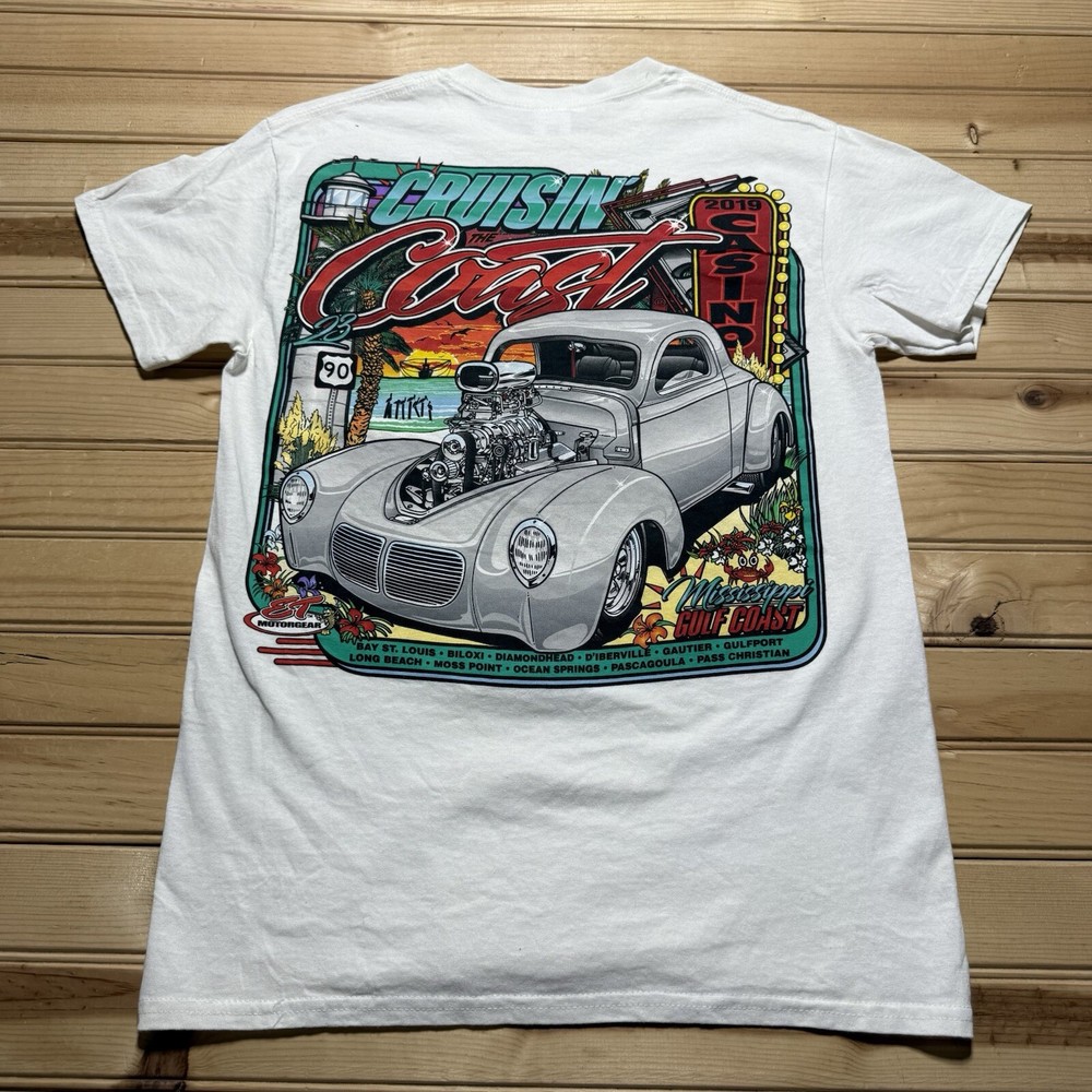 Vintage Y2K Crusin The Coast Mississippi Gulf Coast Hot Rod Run Shirt Size Small
