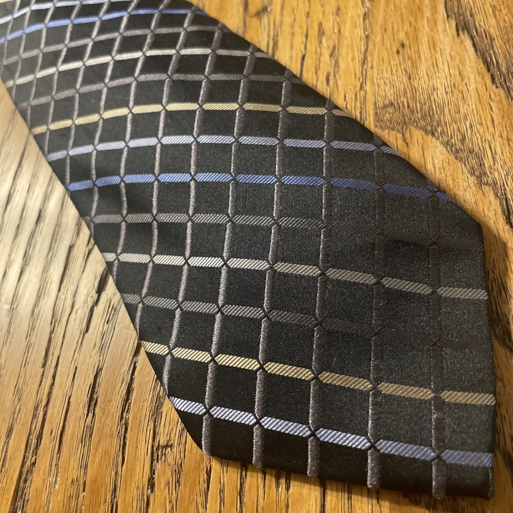 EUC Michael Kors Shiny Beige Geometric Silk Tie Men’s Necktie