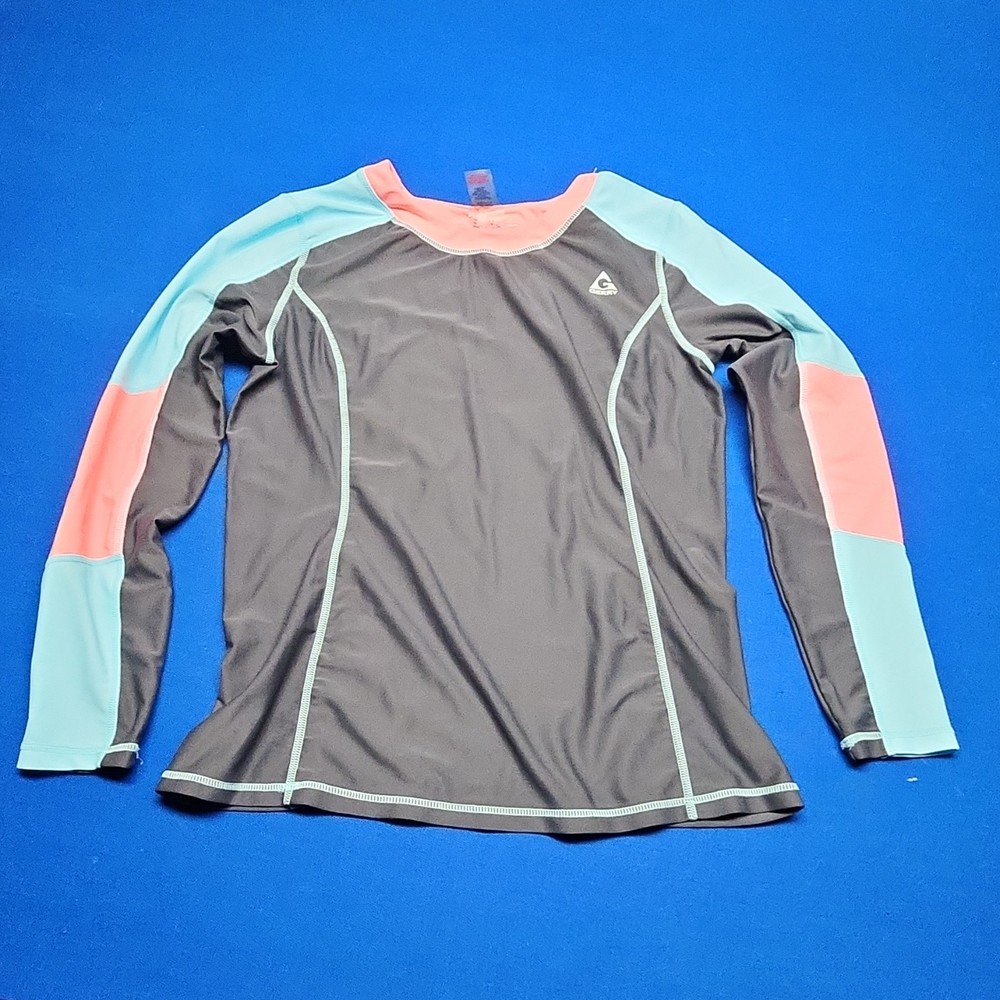 Gerry Women's Colorblock Long Sleeve Crew Neck Activewear Top Blue Coral