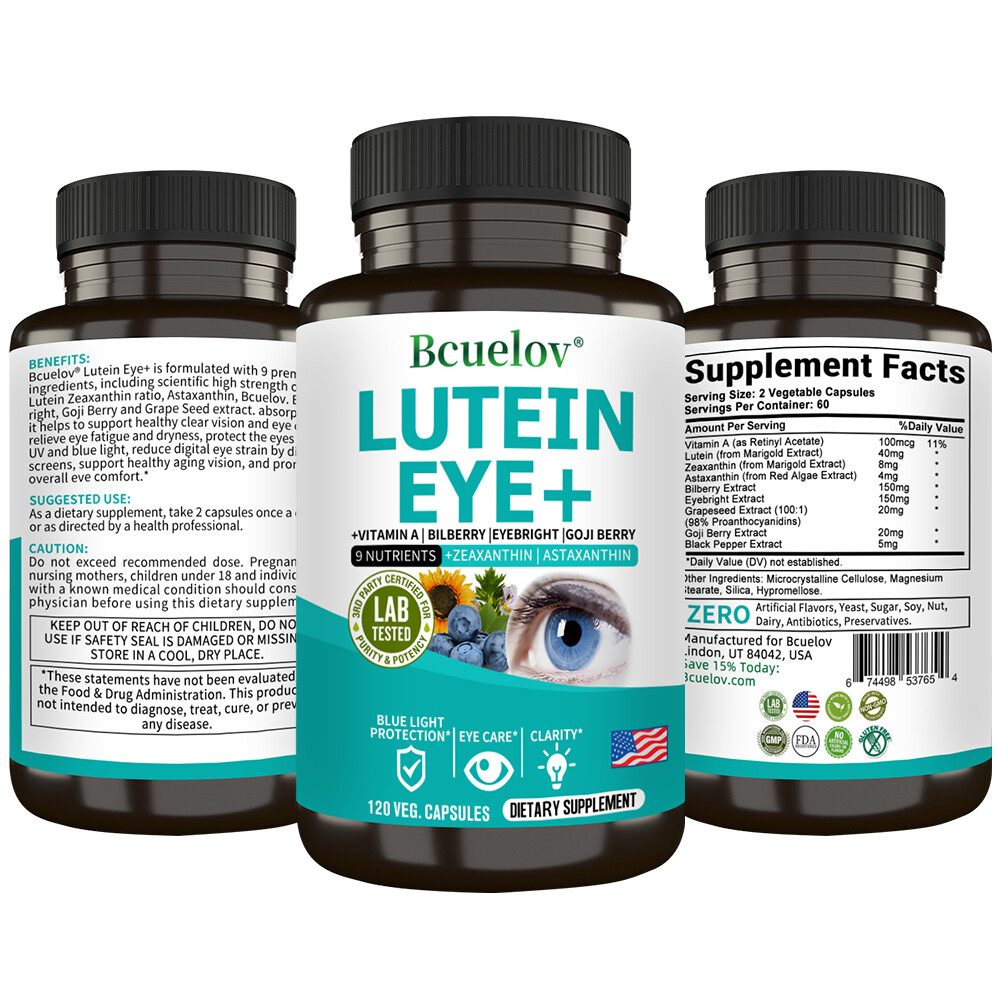 Lutein & Zeaxanthin Eye Vitamins - Premium Vision Support 120 Caps