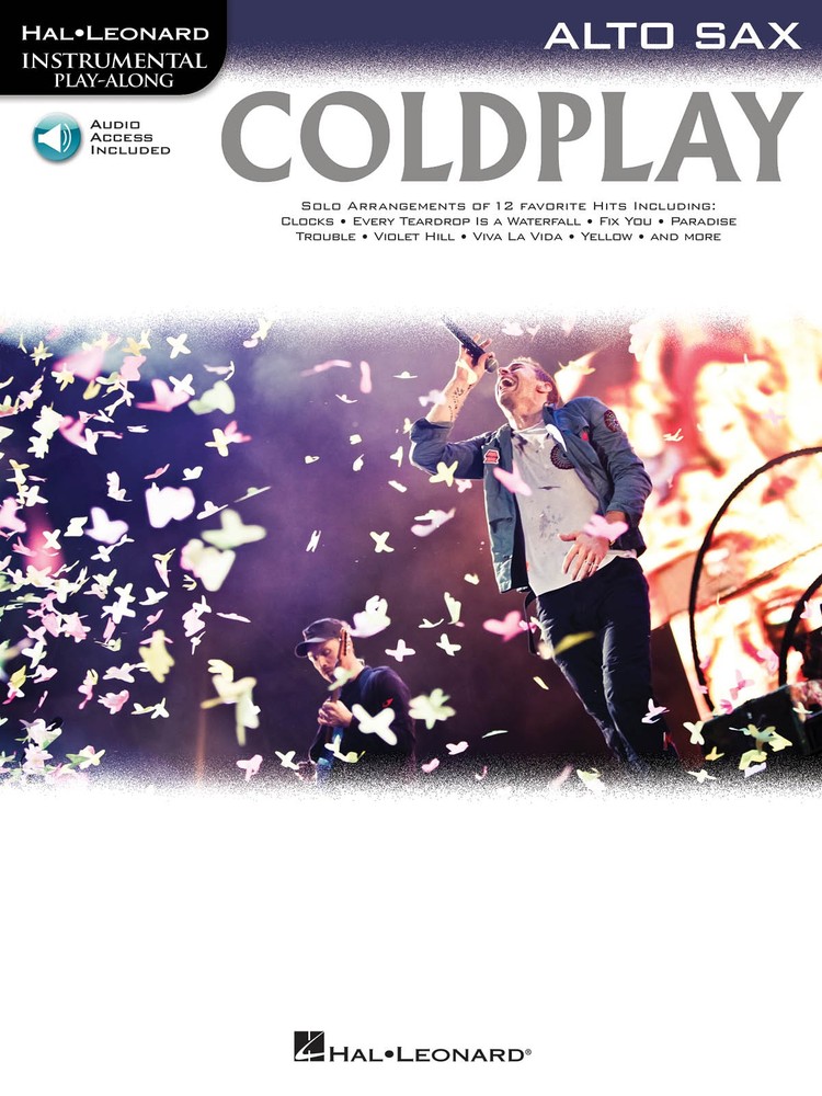 Coldplay Alto Sax Solo Sheet Music 12 Songs Instrumental Play-Along Book & Audio