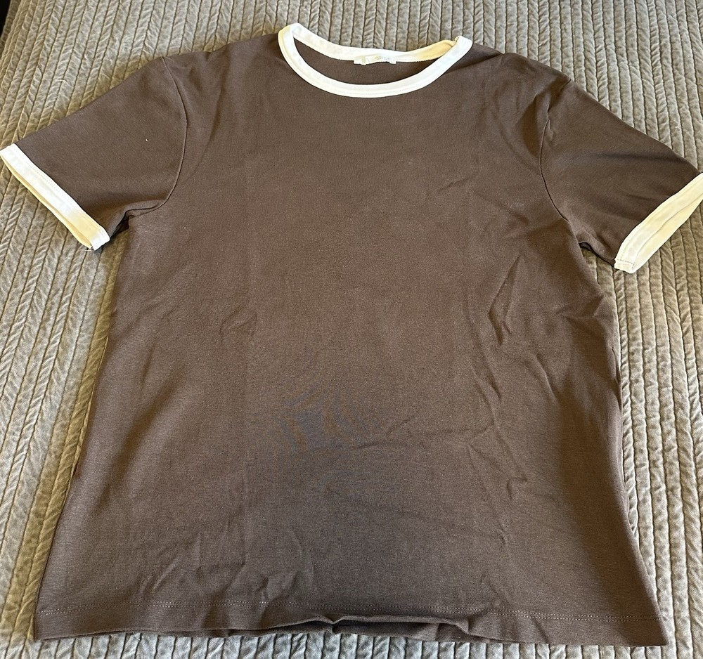 Zara Men's T-Shirt Large Brown