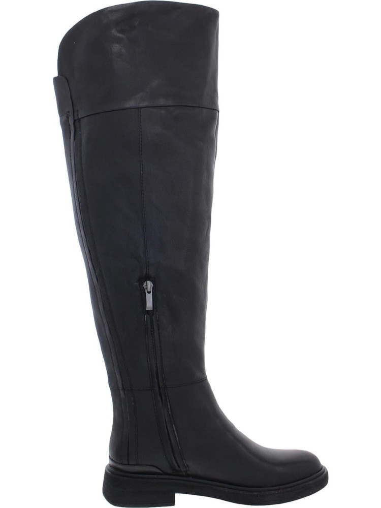 FRANCO SARTO Womens Black Battina Round Toe Block Heel Leather Riding Boot 6 M