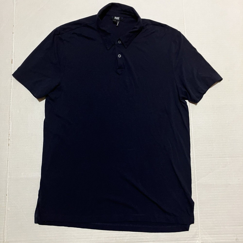 Paige Polo Shirt Mens Medium Black Cotton Blend Short Sleeve Collared Golf