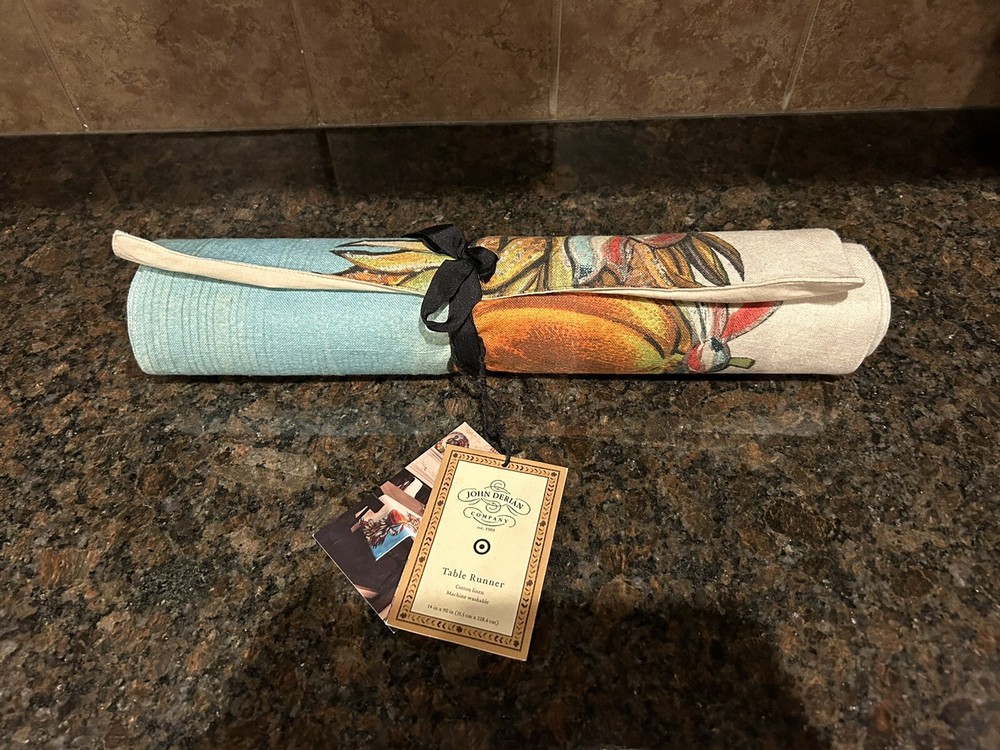 John Derian Target Table Runner Pumpkin Ribbon Fall Autumn 14” X 90 Thanksgiving