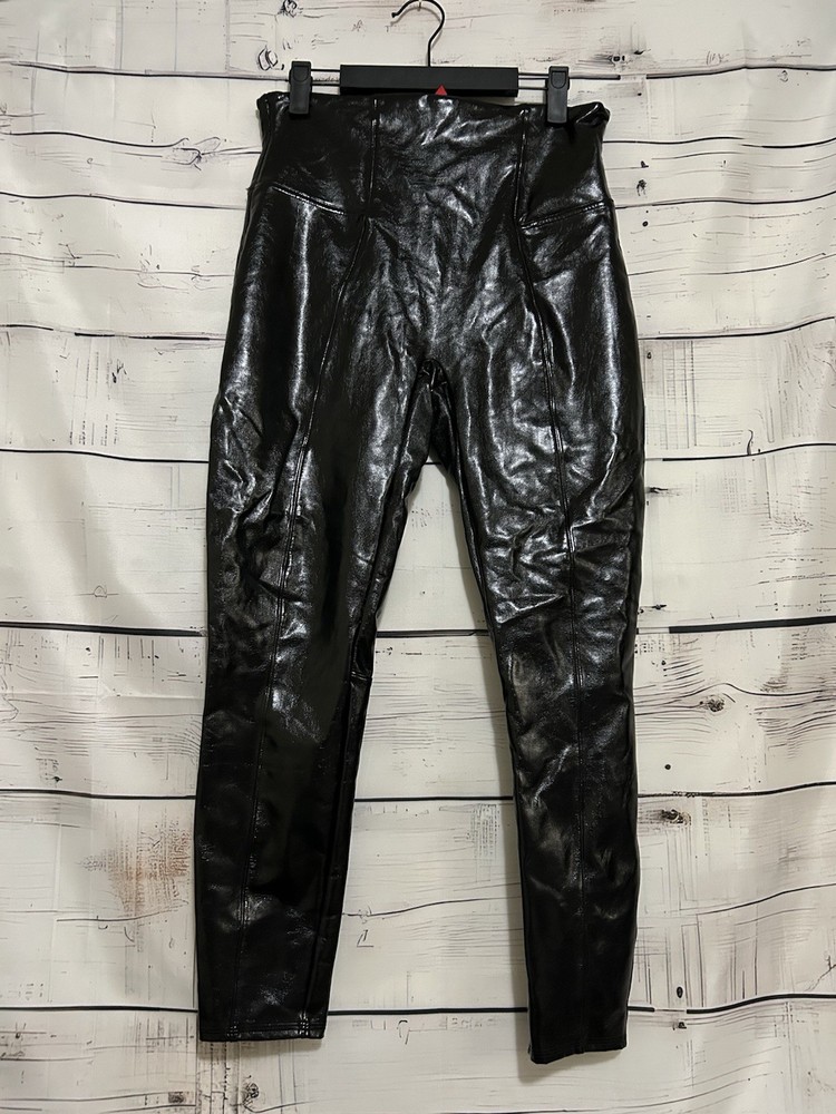 Spanx | Women's Faux Leather Black Leggings Size Large L Petite
