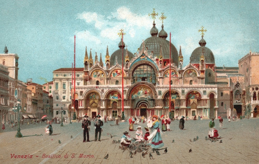 Venezia Basilica Di  Marco Saint Mark's Basilica Venice Italy Vintage Postcard
