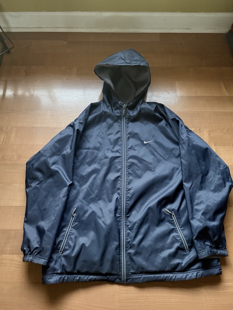 Vintage Nike y2k Puffer Jacket Full Zip Swoosh Winter Coat Mens Size silver tag