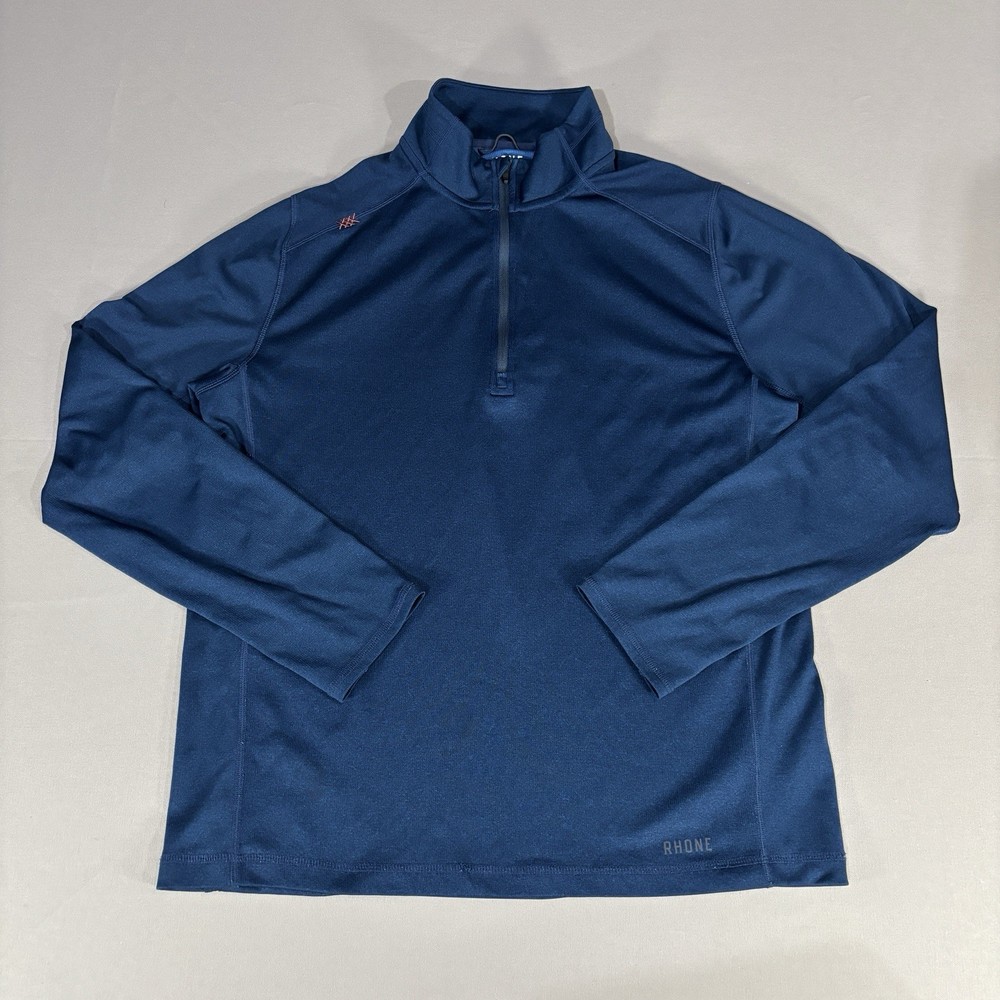 Rhone 1/4 Zip Pullover Mens Blue Long Sleeve Golf Performance Gym Sweater Large