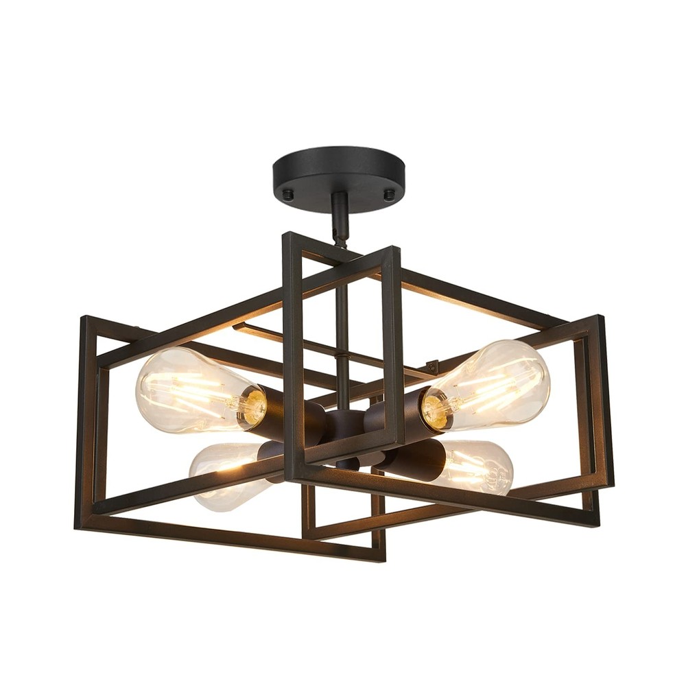 FadimiKoo Industrial 4-Light Semi Flush Mount Ceiling Light Fixture, Farmhous...