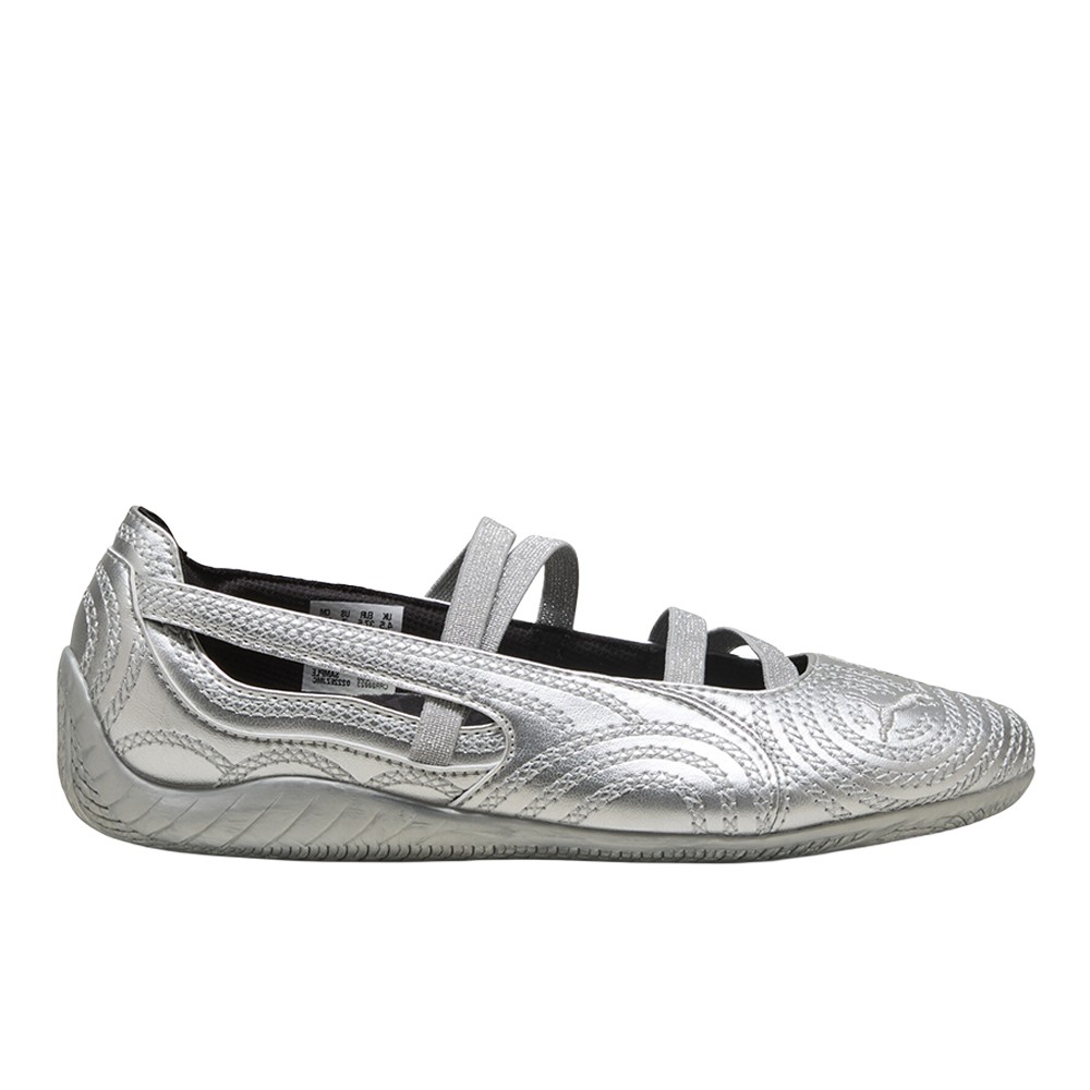 PUMA Wicked Speedcat Metallic Embroidered Ballet  Womens Silver Flats Casual 407
