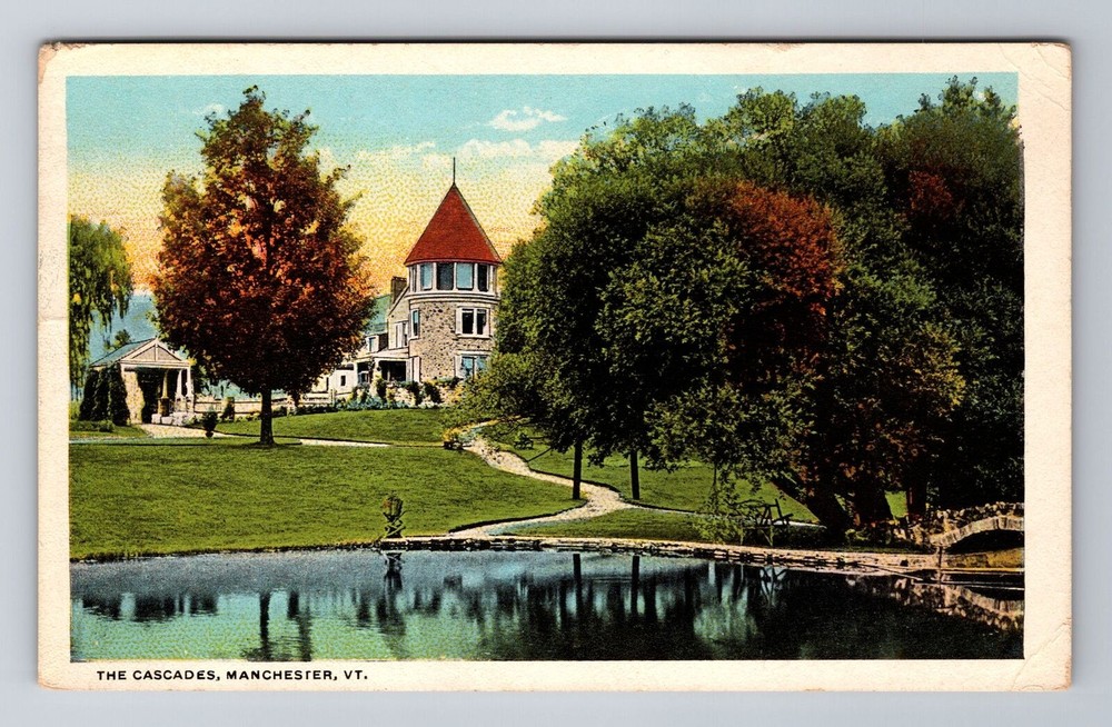 Manchester VT-Vermont, The Cascades, Antique, Vintage Souvenir Postcard