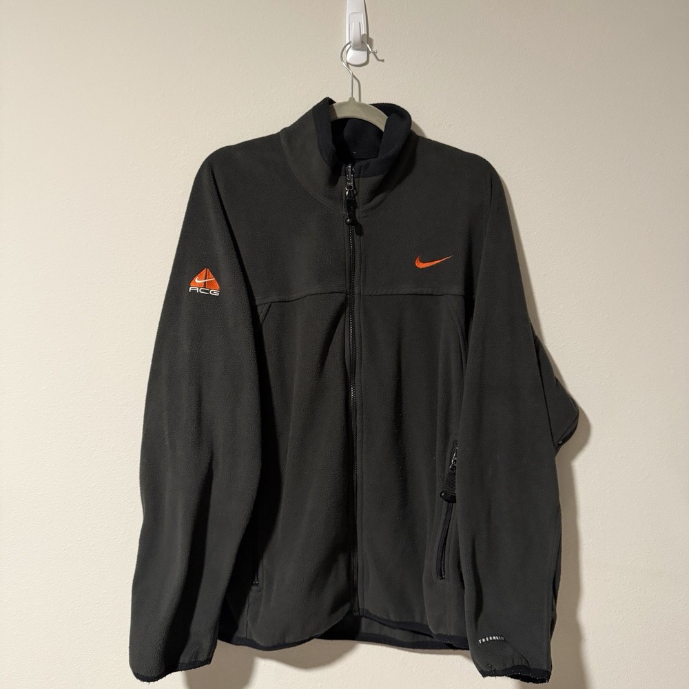 Vintage Nike ACG Fleece Jacket Gray Full Zip Thermal Layer 2 Men’s Medium