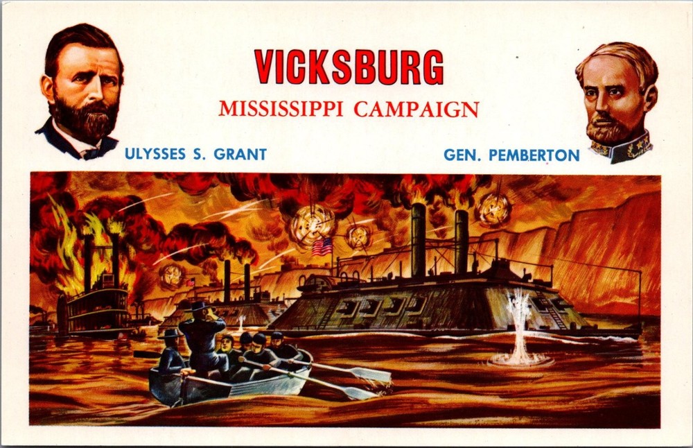 Vicksburg Mississippi Campaign Civil War Natural Color Art Postcard Grant