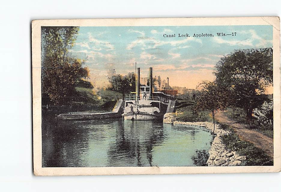 Postcard Canal Lock Appleton Wisconsin USA North America