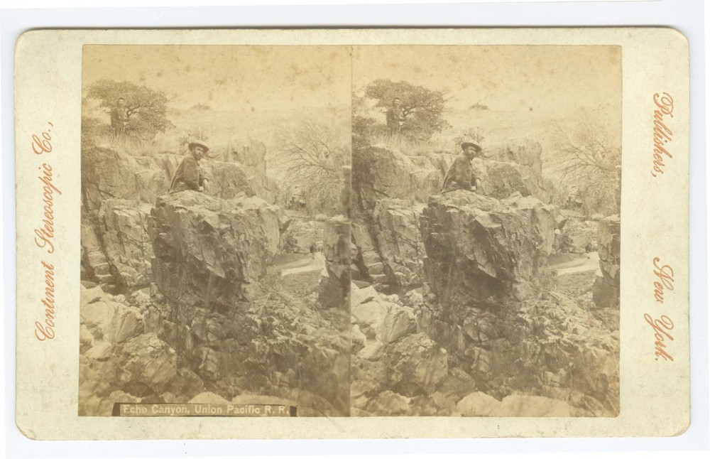G5032~ UTAH – Title: Echo Canyon Union Pacific RR Stereoview – Continent