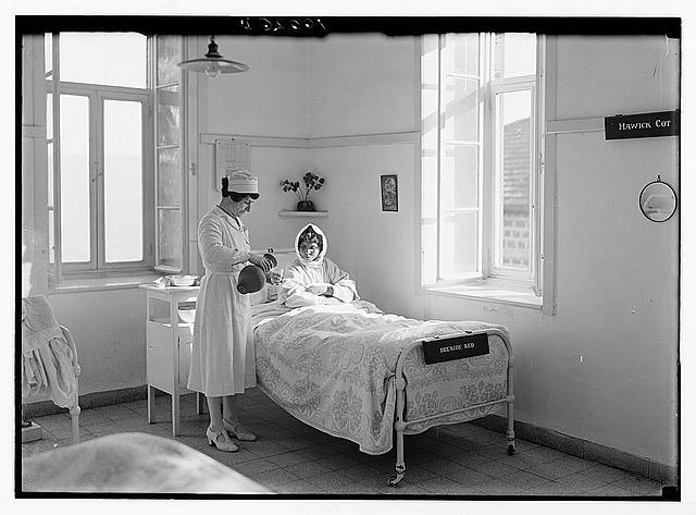 Tiberias Palestine Scots Mission Hospital 1930s Hospital Bed Nurse Patient