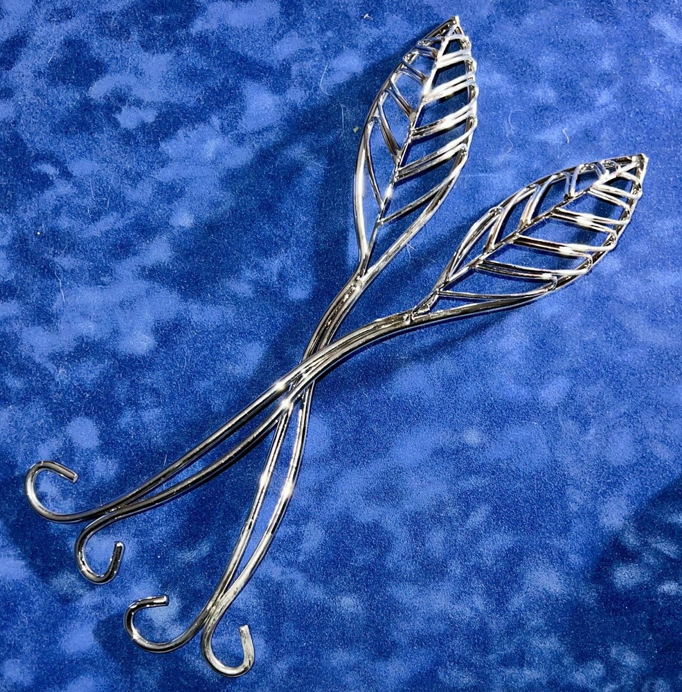 Salad Servers Botanical Leaves Handmade Stainless Steel MCM Sleek Chic