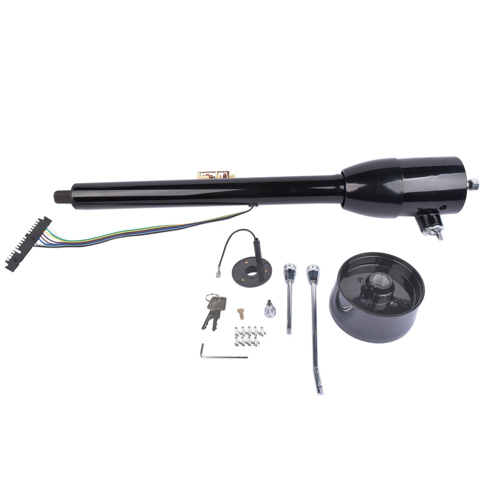 Manual Tilt Steering Column 28in GM Black Floor Shift w Key & 9 Bolt Adapter