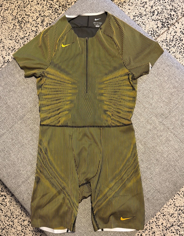 Nike Men Pro Elite Speedsuit L Track & Field Black Gold Rare 2024 Made In USA