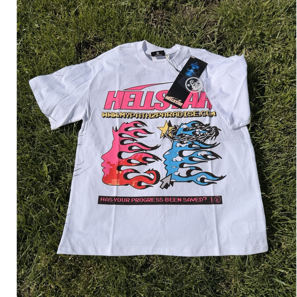 Hellstar Men's White Graphic Print Short Sleeve Crew Neck T-Shirt Size L