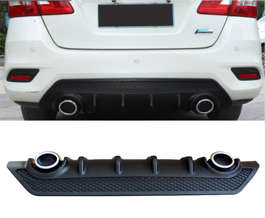 2016-2019 Nissan Sentra Black Rear Bumper Lip Diffuser Exhaust Body Trim