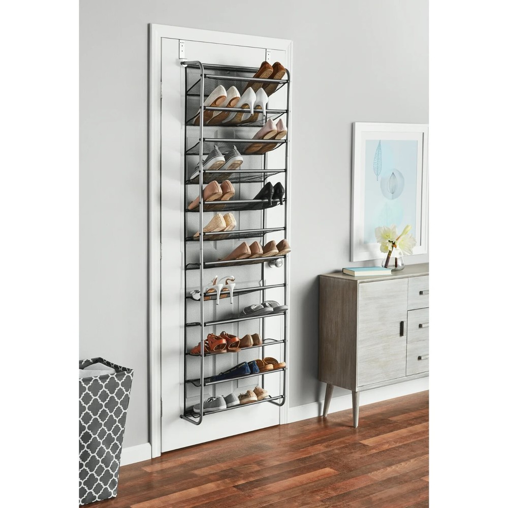Mainstays 36 Pair Over-the-Door Closet Shoe Organizer Rack for 36 Pairs, 12 Tier
