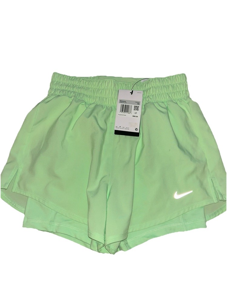 Nike One Dri-Fit 2-in-1 Women's High Waist Brief-Lined Shorts Light Green Sz XS