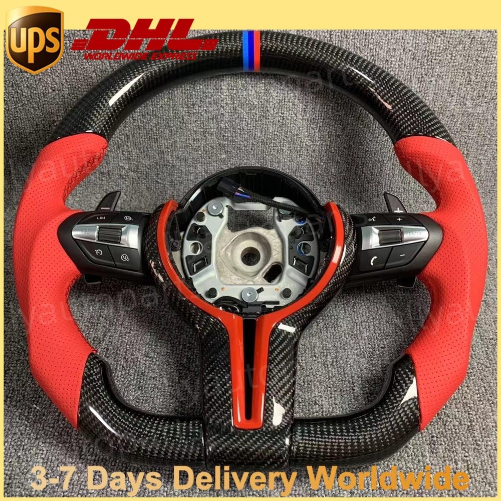 RED LEATHER Carbon Fiber Steering Wheel for BMW F20 F30 F32 F36 F80 F82 M3 M4 M5