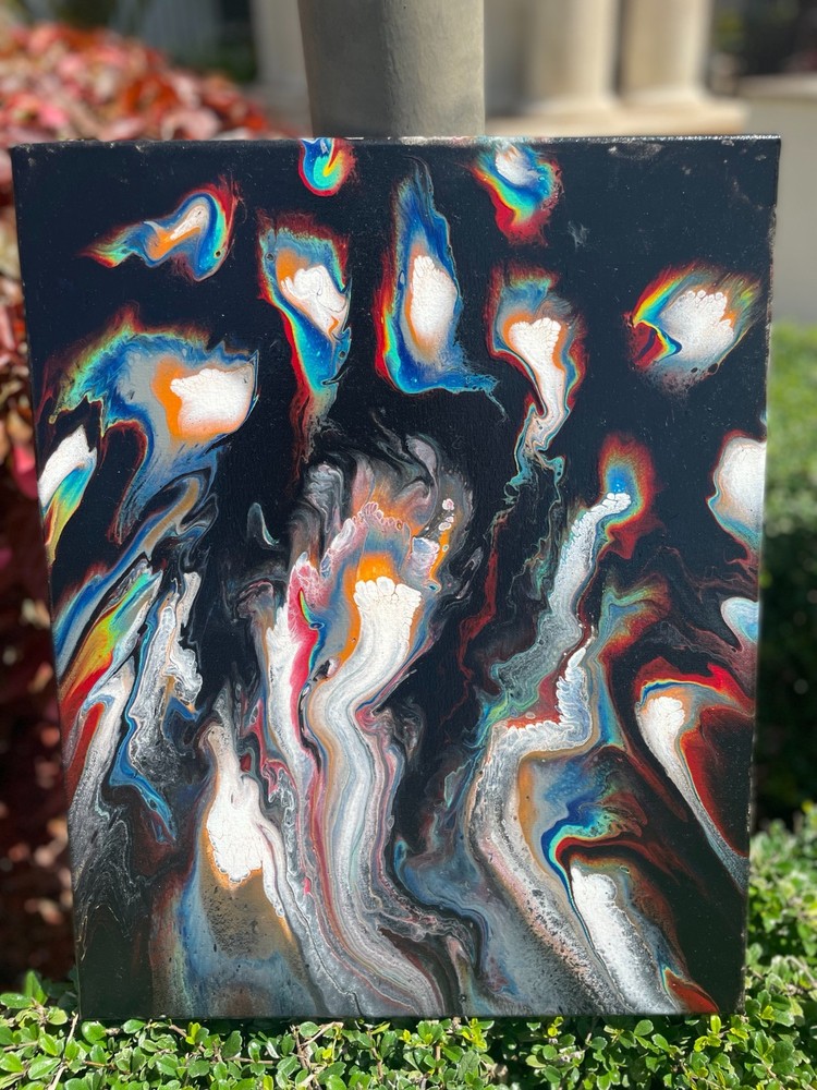 Original Abstract Acrylic Fluid Art on 16x20 inch stretched canvas. Home Decor.