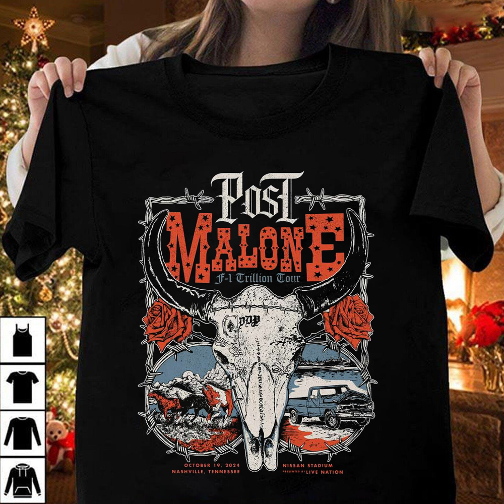 Post Malone F1 Trillion Tour 2024 Fan Tshirt S-5XL Style MA33