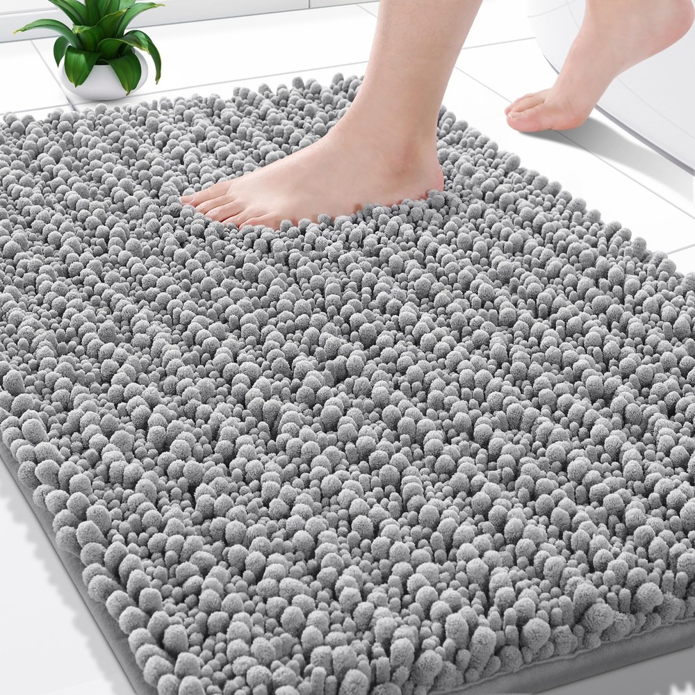 Bathroom Rugs Non Slip Washable - Ultra Soft Absorbent Chenille Bath Mat, Qui...