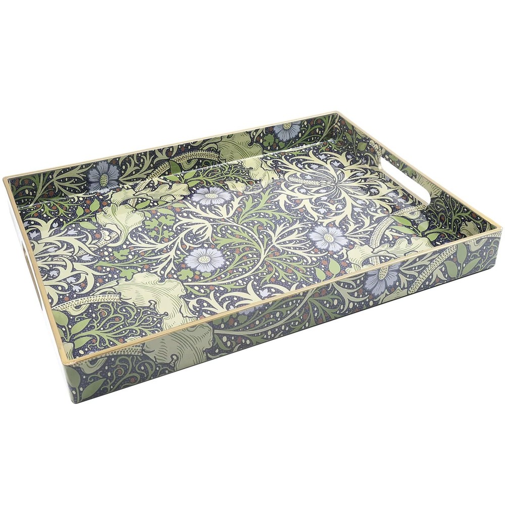 Serving Tray with Handles Plastic Decorative Tray for Coffee Table Living Roo...