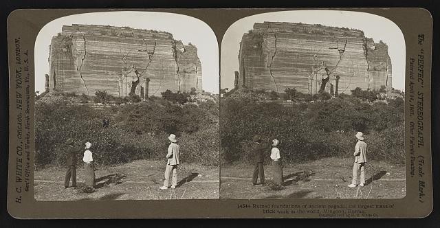 Mingoon Burma 1907 Ruined Ancient Pagoda Foundations Brickwork Stereograph