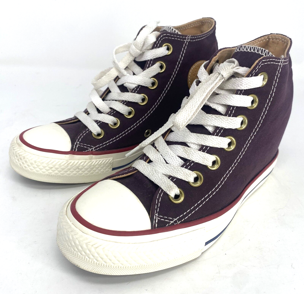 Converse Chuck Taylor All Star Lux Purple Suede Hidden Wedge Heel Mid Womens 5.5