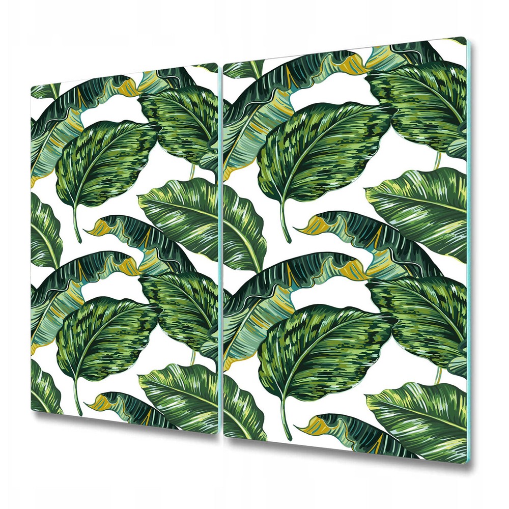 Glass Chopping Board Worktop Saver Monstera Green Exotic Watercolour 2x30x52