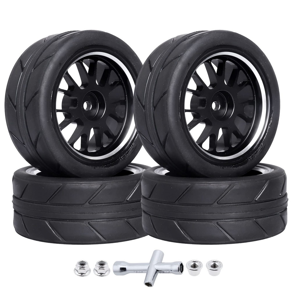 PreGlued Aluminum 12mm Hex RC Wheels and Tires OD 2.56