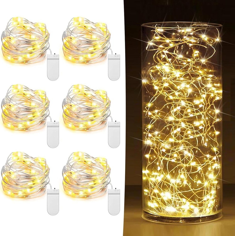 6 Pack Fairy Lights Battery Operated 7ft [6 Pack] 7 Feet 20 LED, Warm White