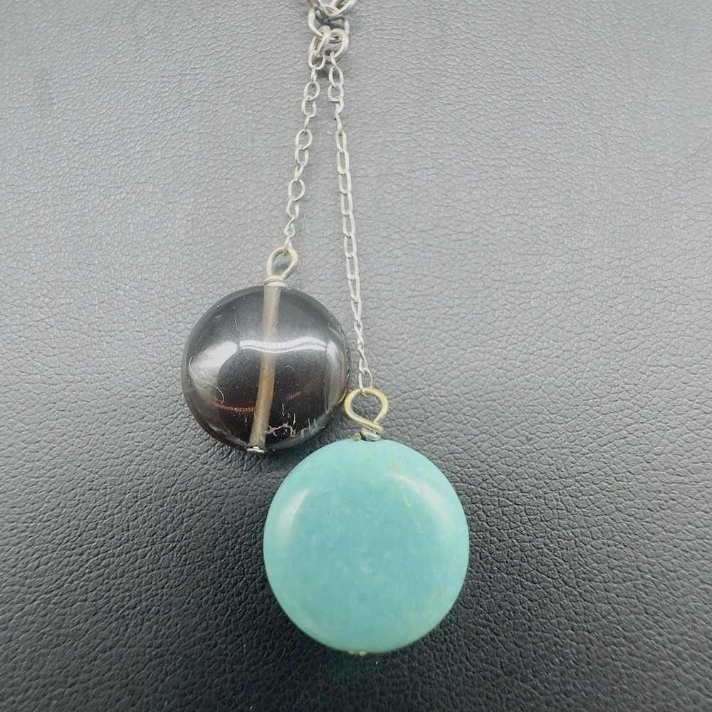 Sterling Silver 925 Jade & Spinel Pendant  Y Drop Necklace 18”
