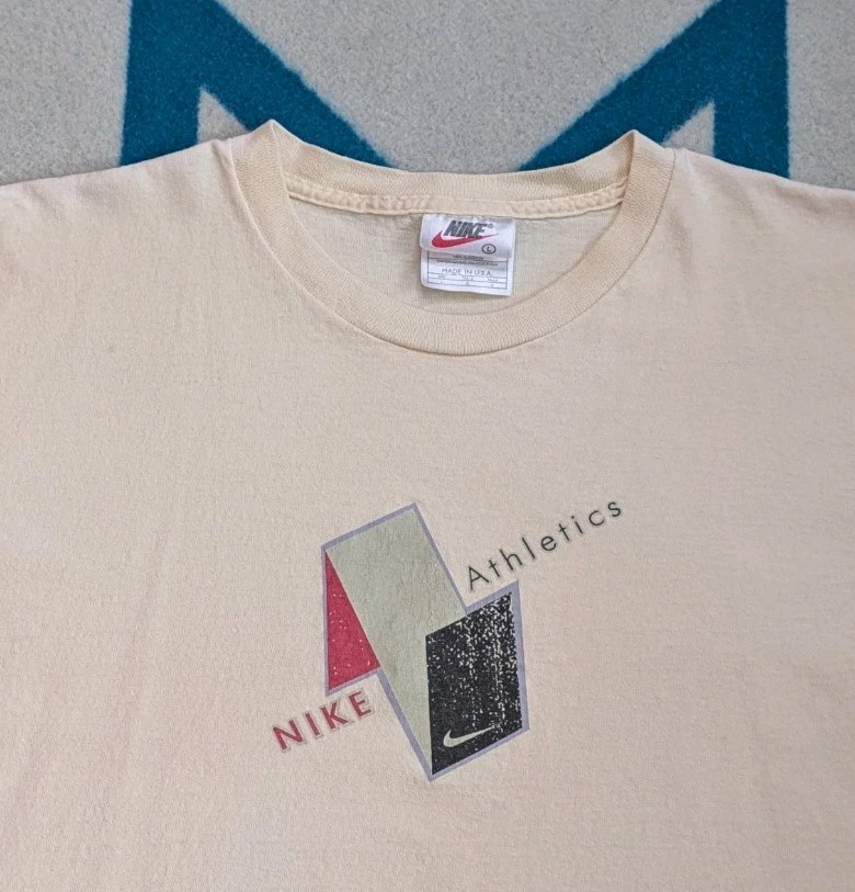 Vintage Nike Athletics Shirt Made In USA Essentials Streetwear 90s Ivory Large