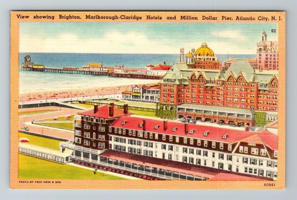 Atlantic City NJ-New Jersey, Million Dollar Pier, Hotels Vintage Postcard