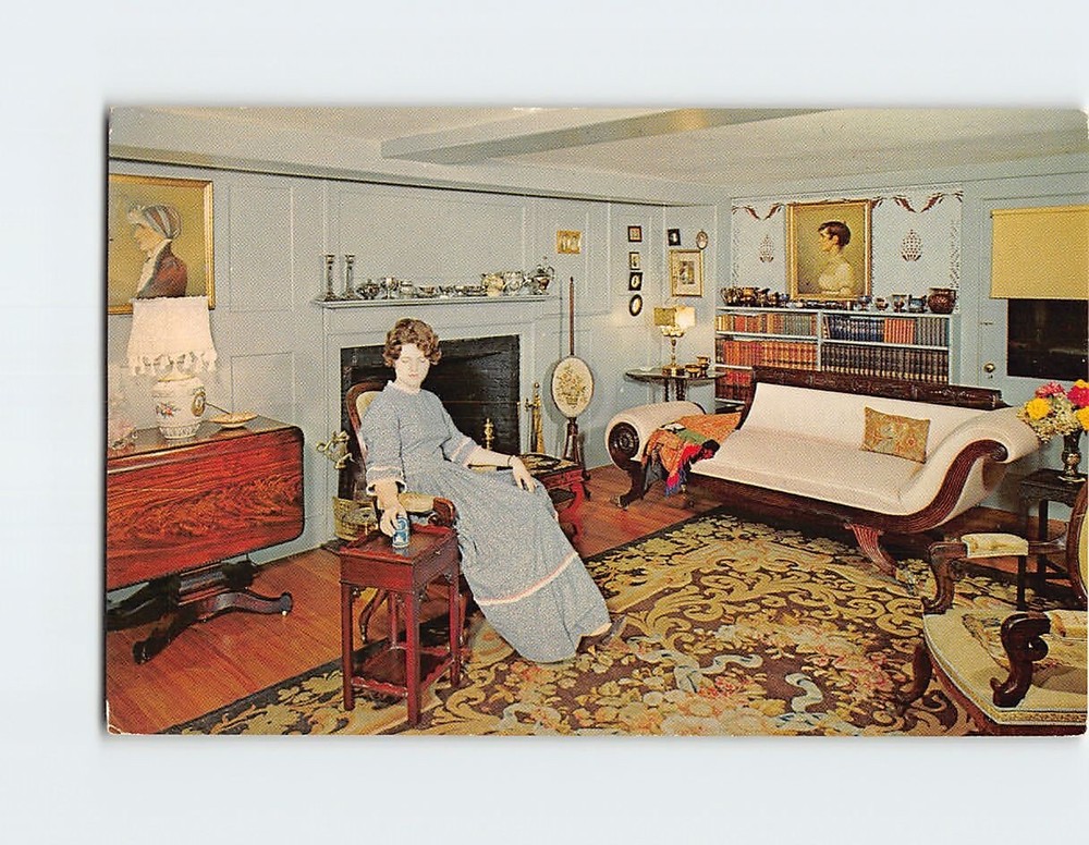 Postcard Drawing Room Of The Elizabeth Perkins House Museum York Maine