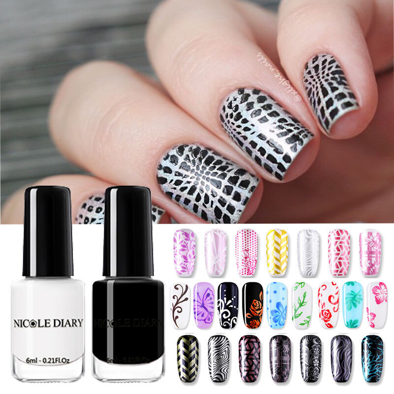 6ml NICOLE DIARY Stamping Nail Polish Metallic Plates Printing Varnish Nail Art